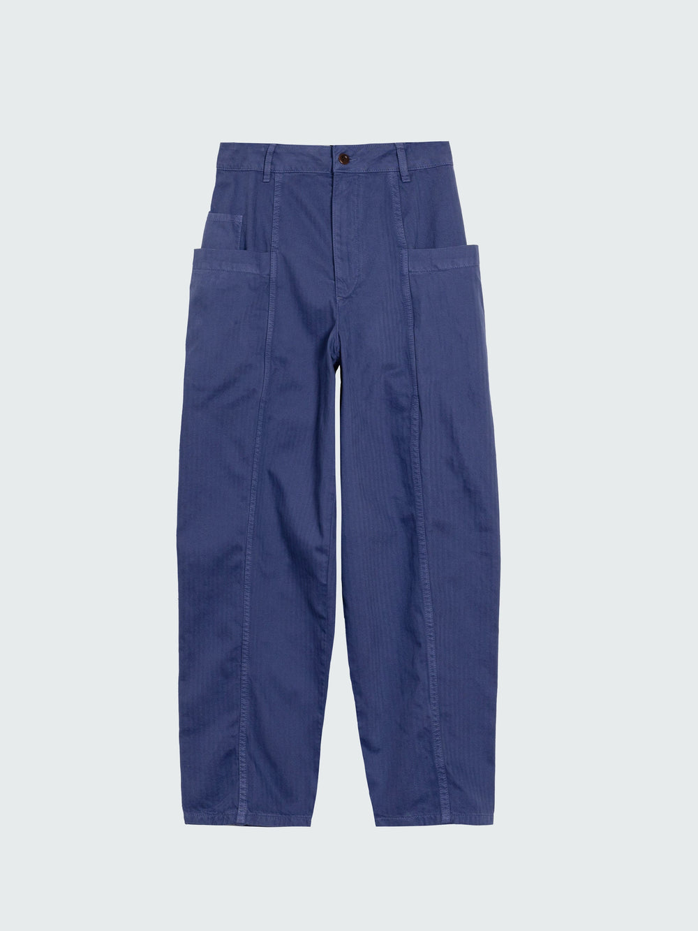 Women Organic Cotton Barrel Trouser in Navy - Croft