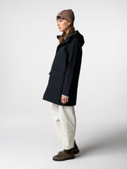 Women Organic Cotton Waterproof Jacket in Black - Litus