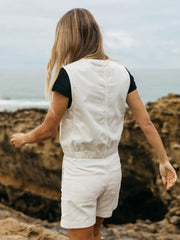 Women Organic Cotton Gilet in Ecru - Croft