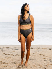 Women Recycled Scoop Bikini Top in Brown Print - Ailla