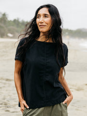 Women Hemp Top in Black - Morva