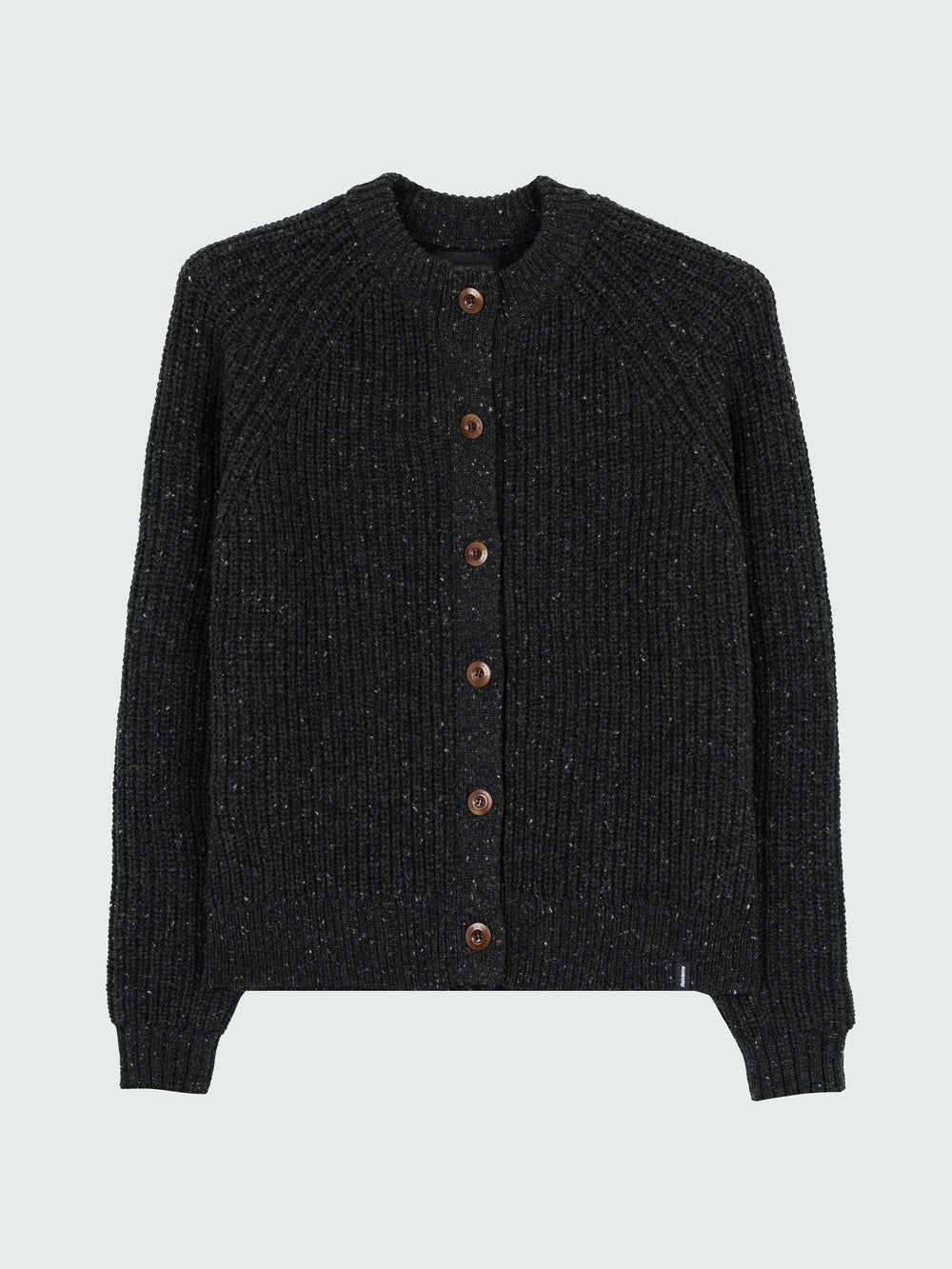 Women Wool Crew Neck Cardigan in Black - Mora