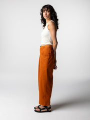 Women Organic Cotton Barrel Trouser in Copper - Croft