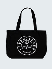 Men/Women Organic Cotton Tote Bag in Black - Lived and Loved