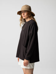 Women Organic Cotton Sweatshirt in Brown - Awen