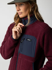 Women Recycled Fleece Jacket in Plum/Navy - Bolster