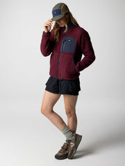 Women Recycled Fleece Jacket in Plum/Navy - Bolster