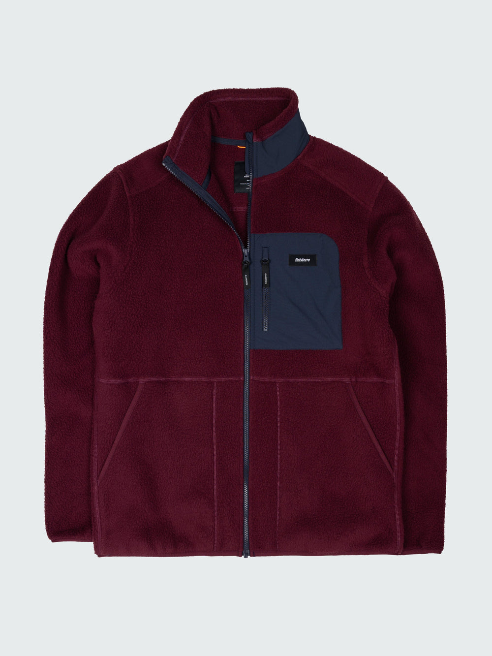 Men Recycled Fleece Jacket in Plum/Navy - Bolster