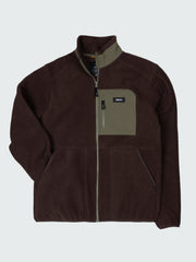 Men Recycled Fleece Jacket in Brown/Olive - Bolster