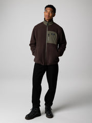 Men Recycled Fleece Jacket in Brown/Olive - Bolster