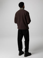 Men Recycled Fleece Jacket in Brown/Olive - Bolster
