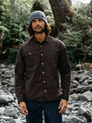 Men Organic Cotton Shirt in Brown - Eddystone