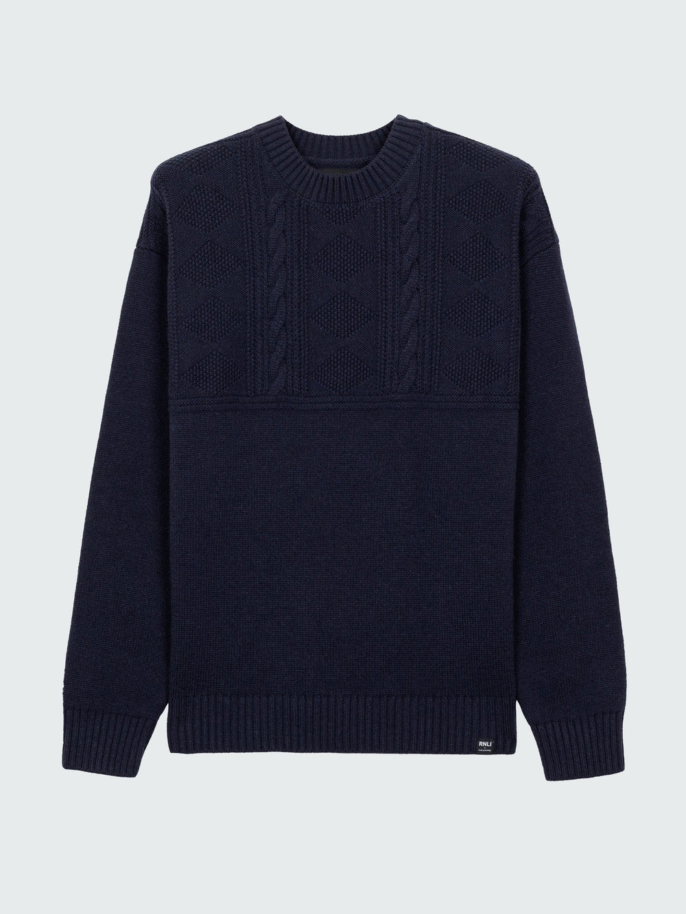 Men Wool Knit Jumper in Navy - Polperro