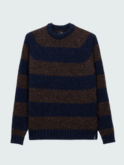 Men Wool Stripe Knit in Navy/Brown - Towans