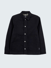 Women Organic Cotton Flannel Lined Chore Jacket in Black - Yarrel