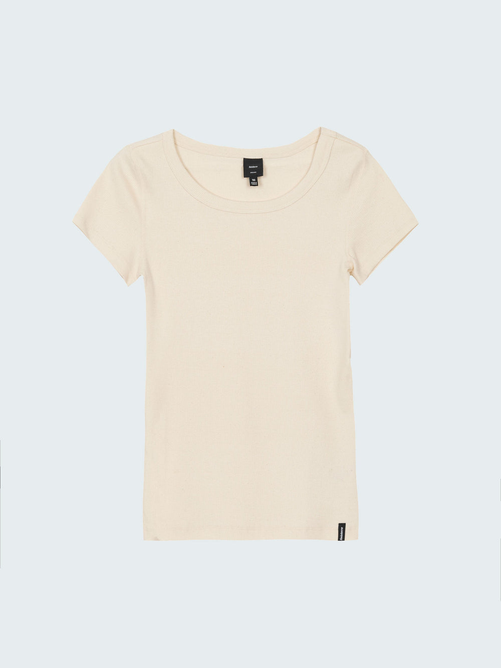 Women Organic White Ribbed T-Shirt - Powes