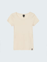 Women Organic White Ribbed T-Shirt - Powes