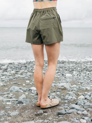 Women Recycled Hybrid Short in Olive - Walker