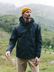 Men Recycled Waterproof Jacket in Navy - Skybird