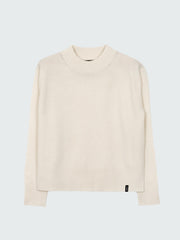 Women Wool Ribbed Knit Jumper in Ecru - Cavan