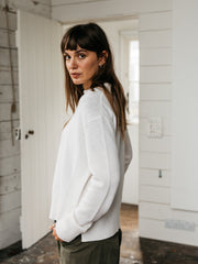Women Wool Ribbed Knit Jumper in Ecru - Cavan