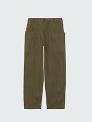 Women Organic Cotton Barrel Trouser in Olive - Croft