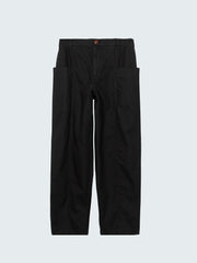 Women Organic Cotton Barrel Trouser in Black - Croft