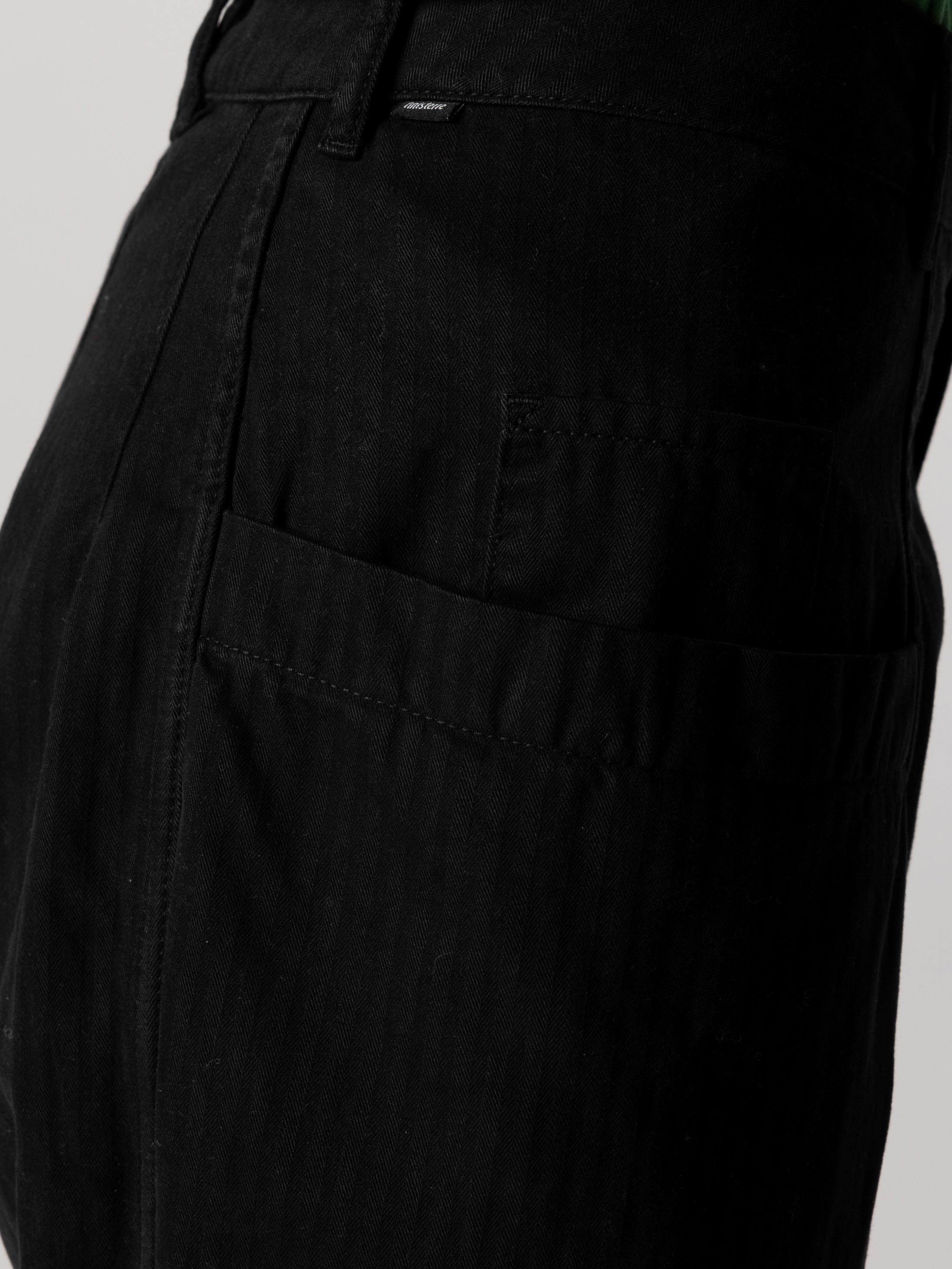 Women Organic Cotton Barrel Trouser in Black - Croft