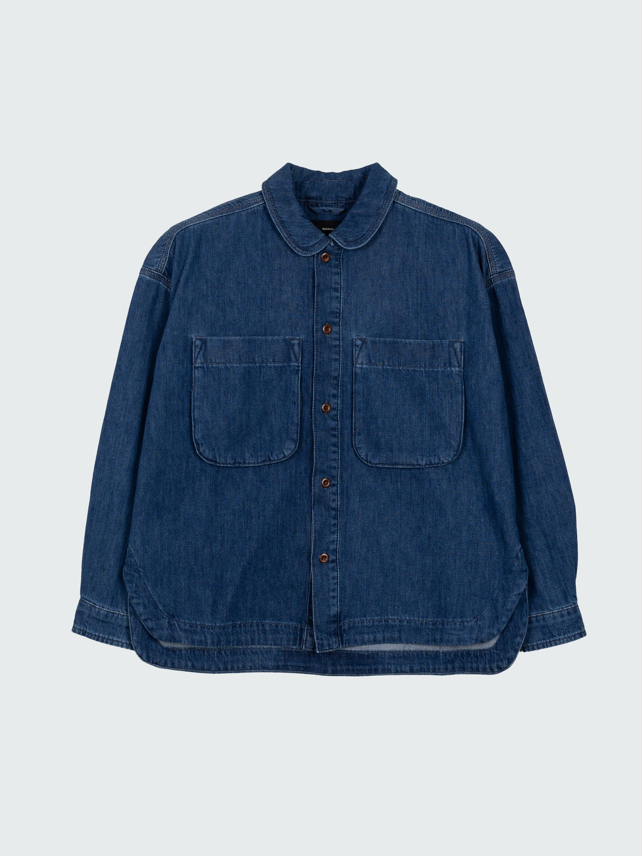 Women Organic Cotton Shirt in Denim - Gwavas