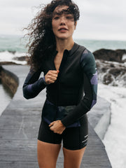 Women Natural Rubber Long Sleeve Top in Raven Lofi Print - Kaia
