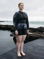 Women Natural Rubber Long Sleeve Top in Raven Lofi Print - Kaia