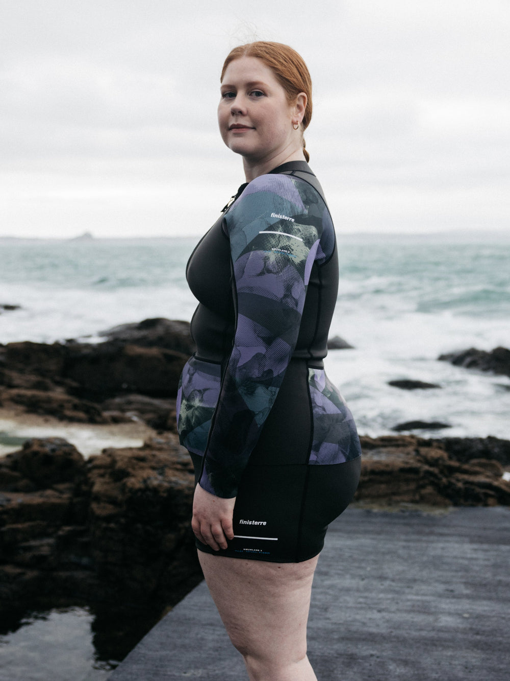 Women Natural Rubber Long Sleeve Top in Raven Lofi Print - Kaia