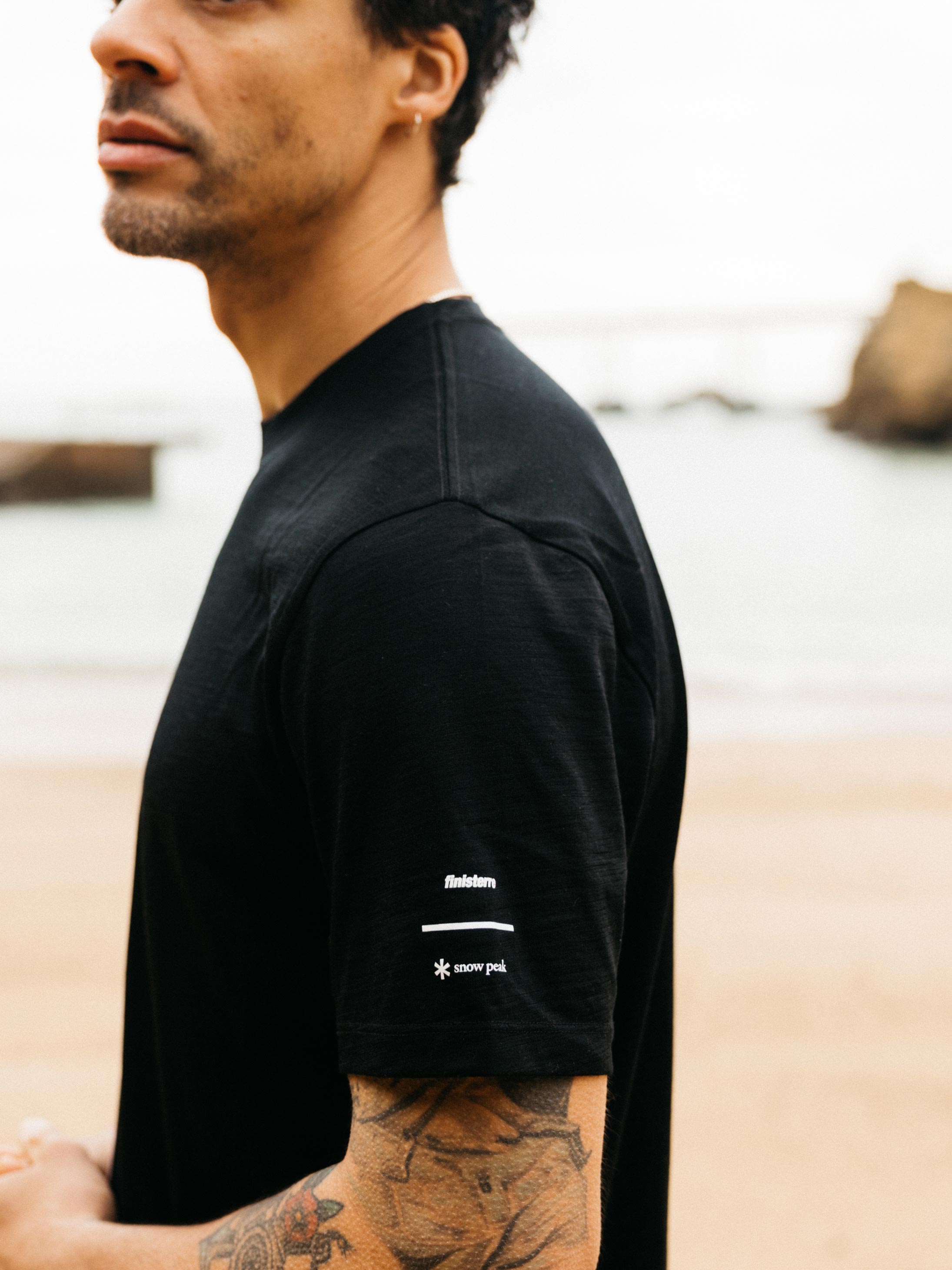 Men Snow Peak + Finisterre Merino T-Shirt in Black