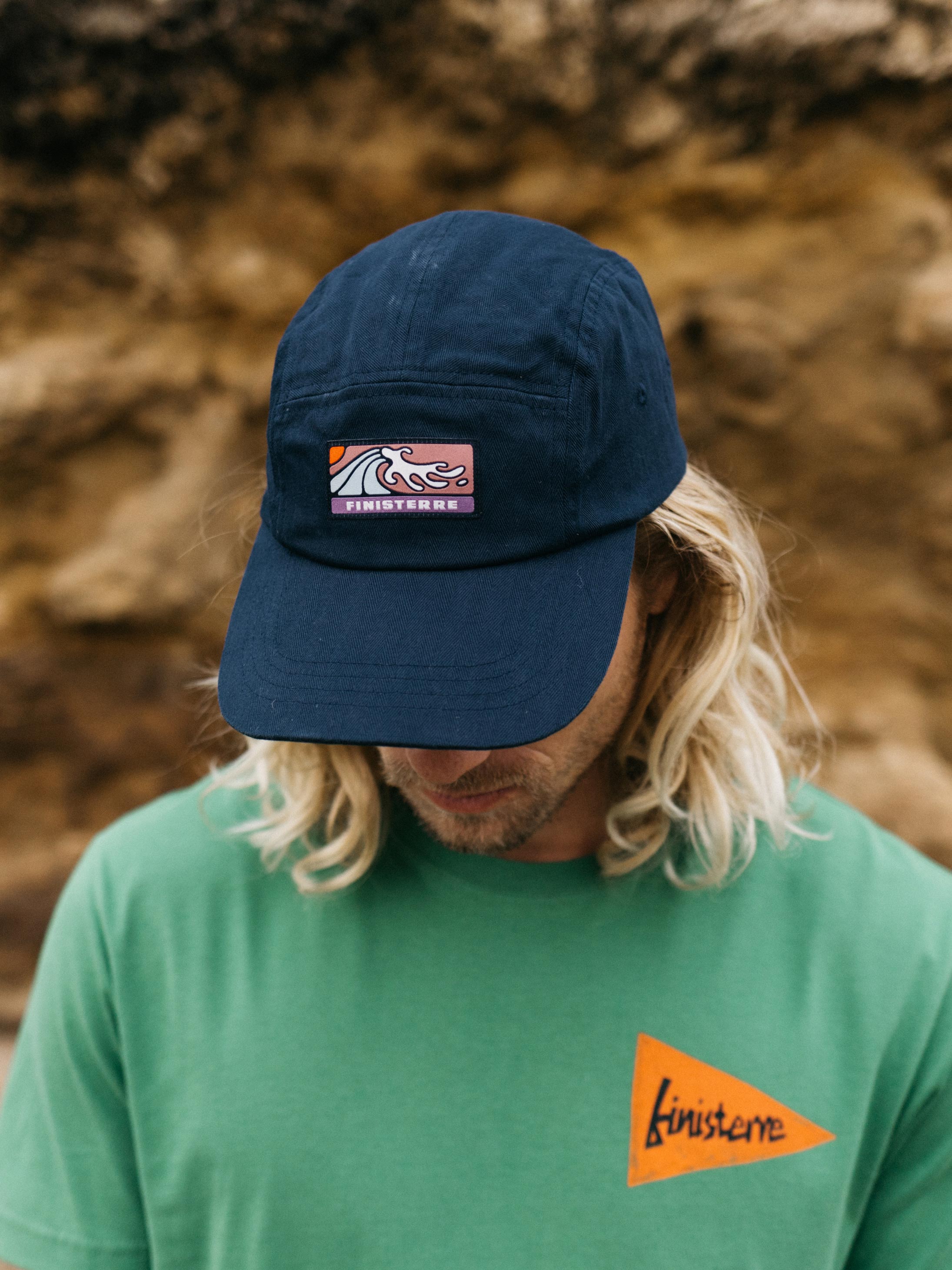 Men/Women Organic Cotton Wild Wave Patch Cap in Navy - Tonkin