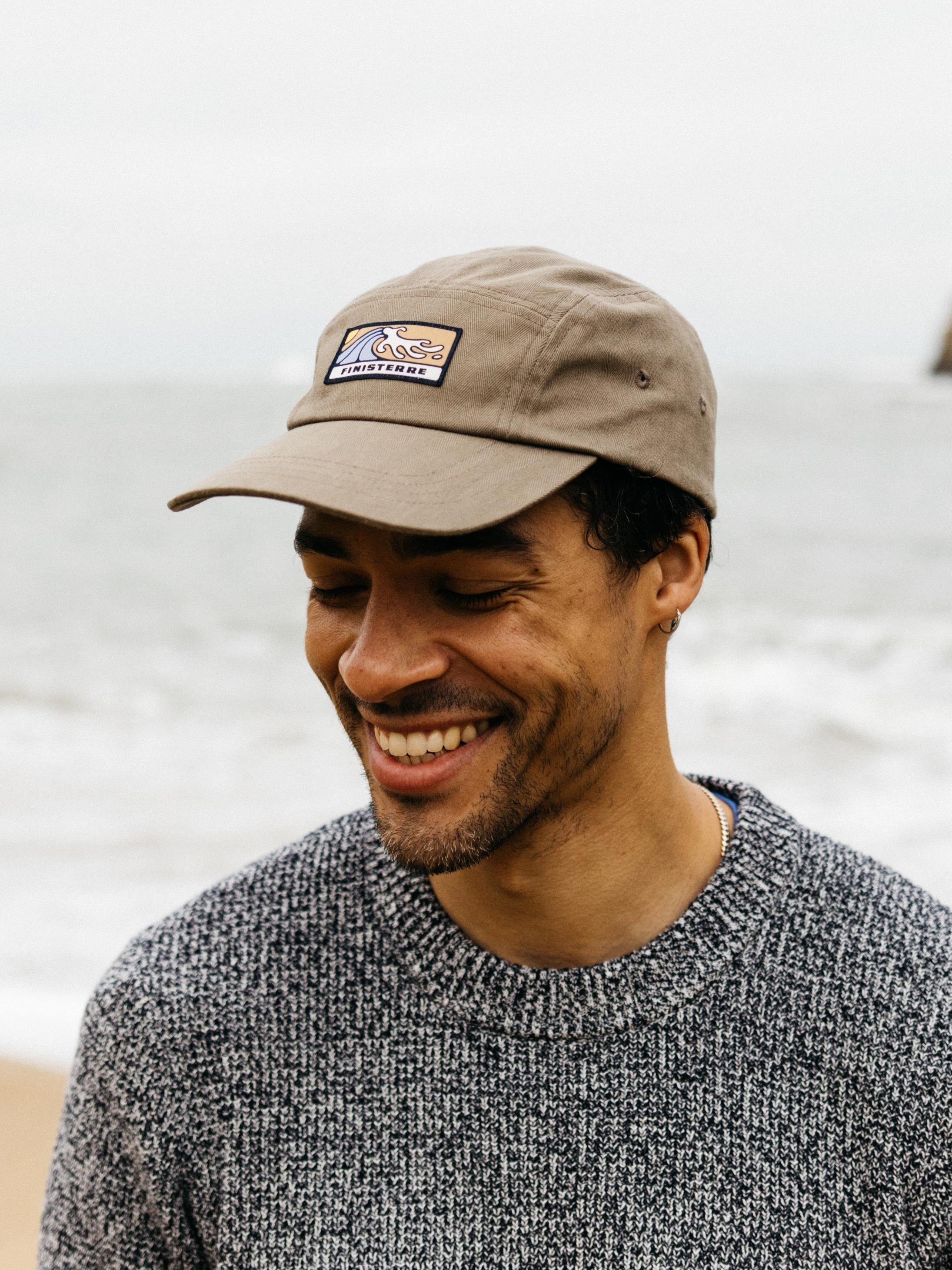 Men/Women Organic Cotton Wild Wave Patch Cap in Brown - Tonkin