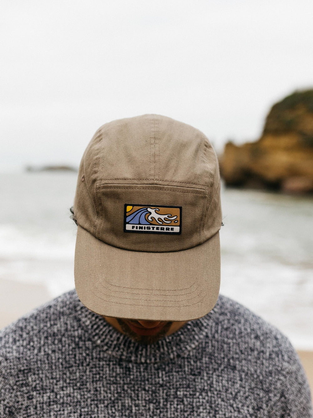 Men/Women Organic Cotton Wild Wave Patch Cap in Brown - Tonkin