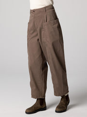 Women Organic Cotton Barrel Trouser in Brown - Croft