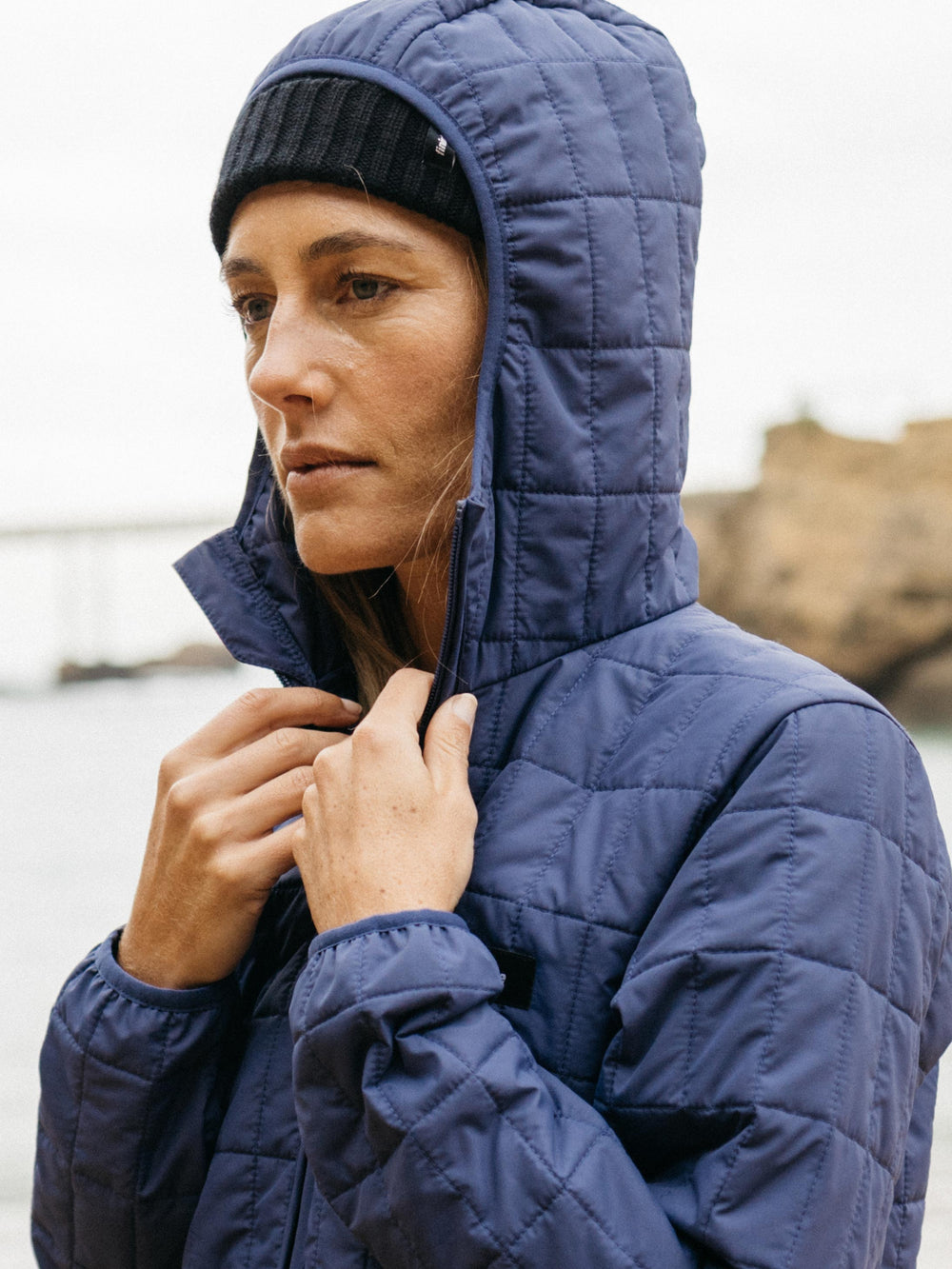 Women Insulated Hooded Jacket in Navy - Firecrest