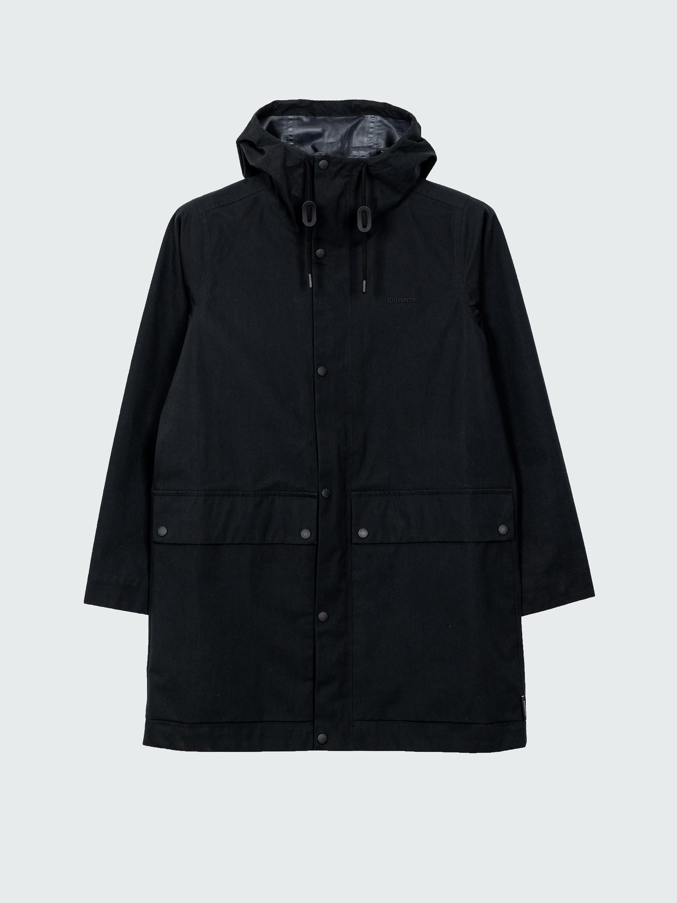 Women Organic Cotton Waterproof Jacket in Black - Litus