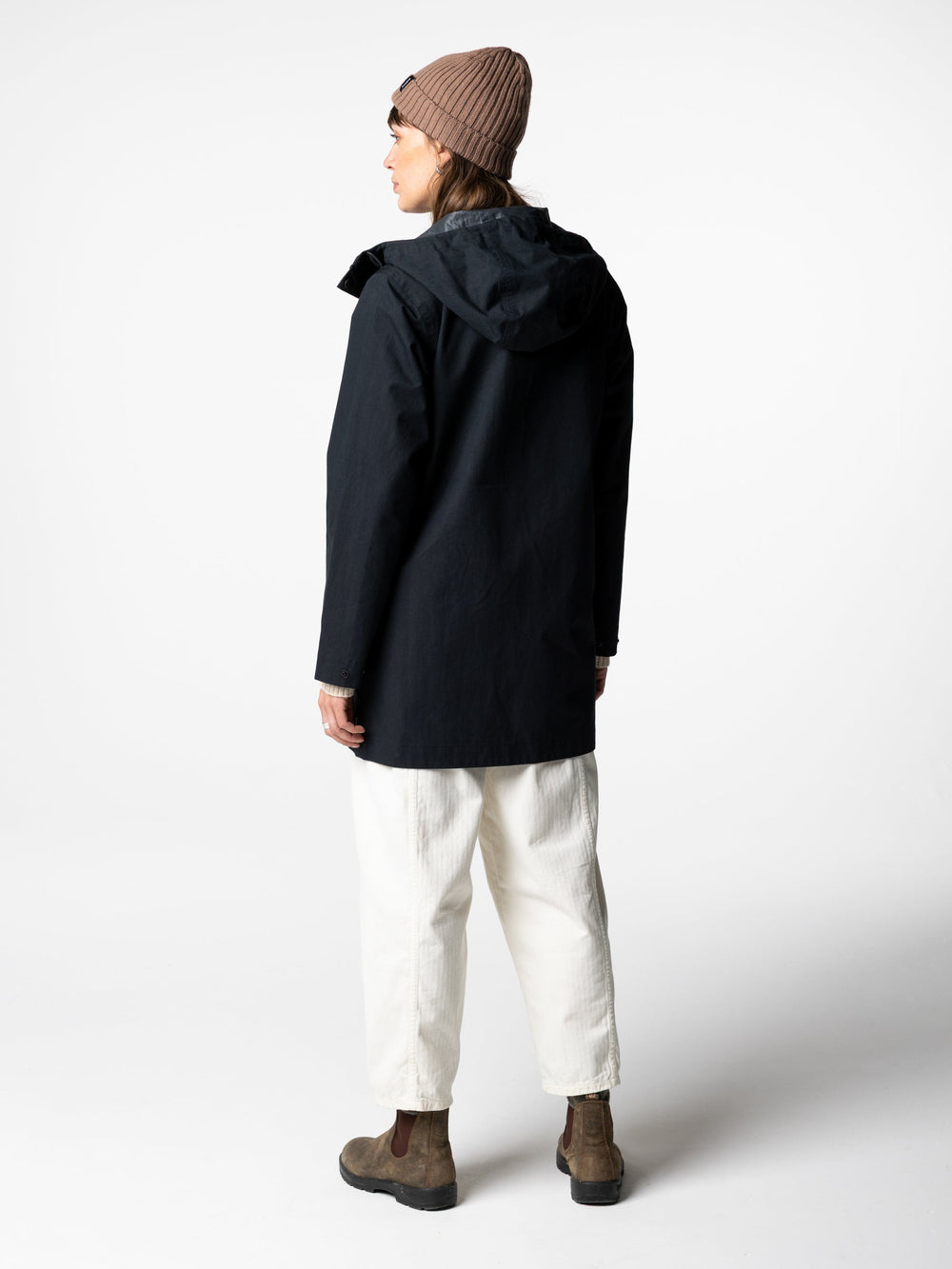 Women Organic Cotton Waterproof Jacket in Black - Litus