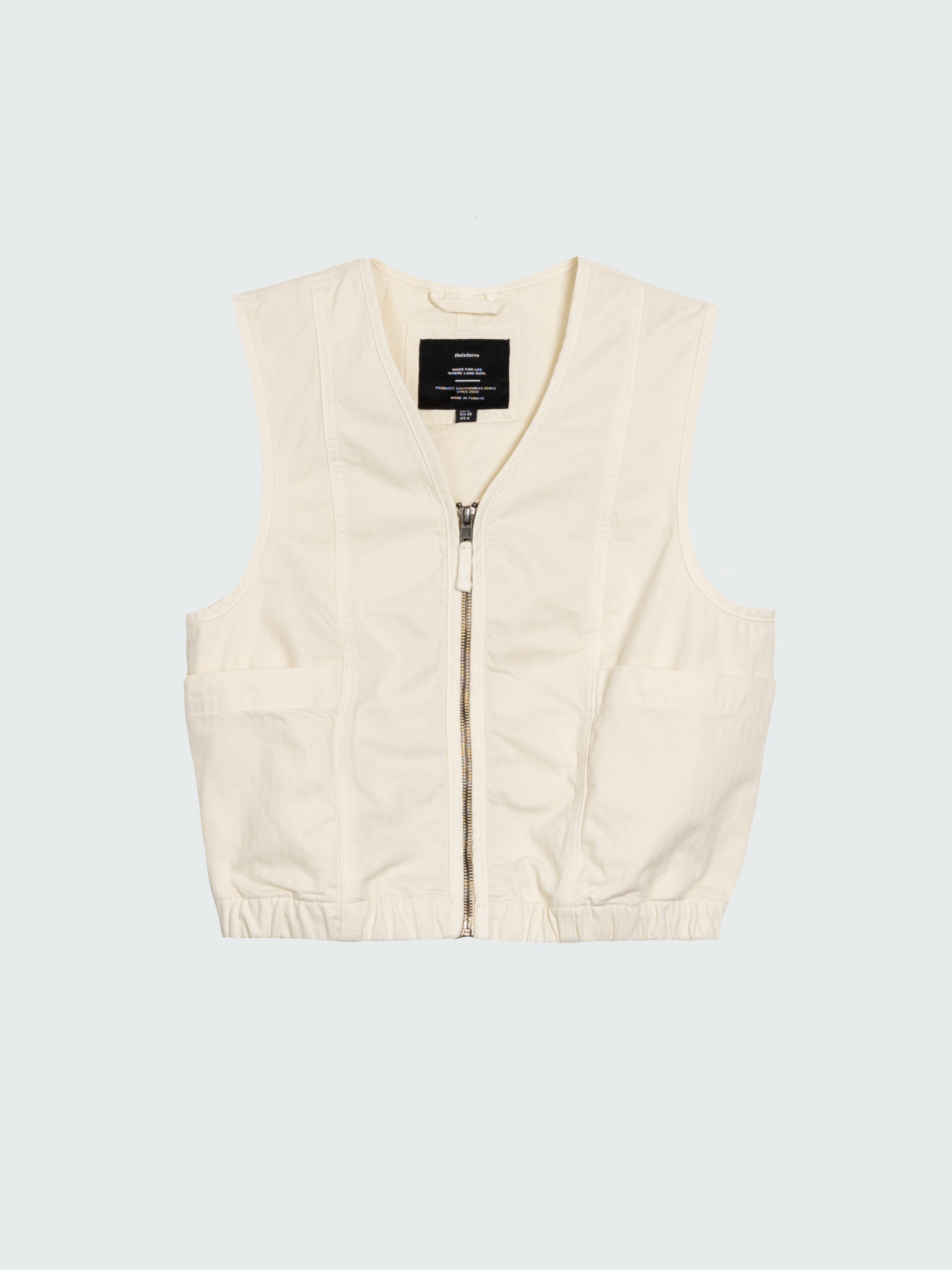 Women Organic Cotton Gilet in Ecru - Croft