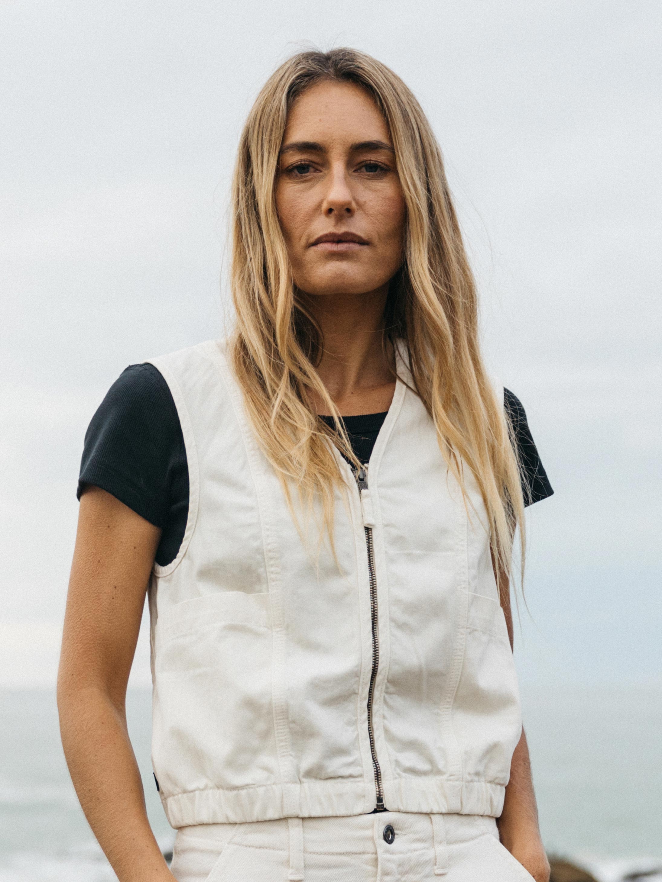 Women Organic Cotton Gilet in Ecru - Croft