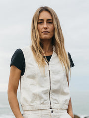 Women Organic Cotton Gilet in Ecru - Croft