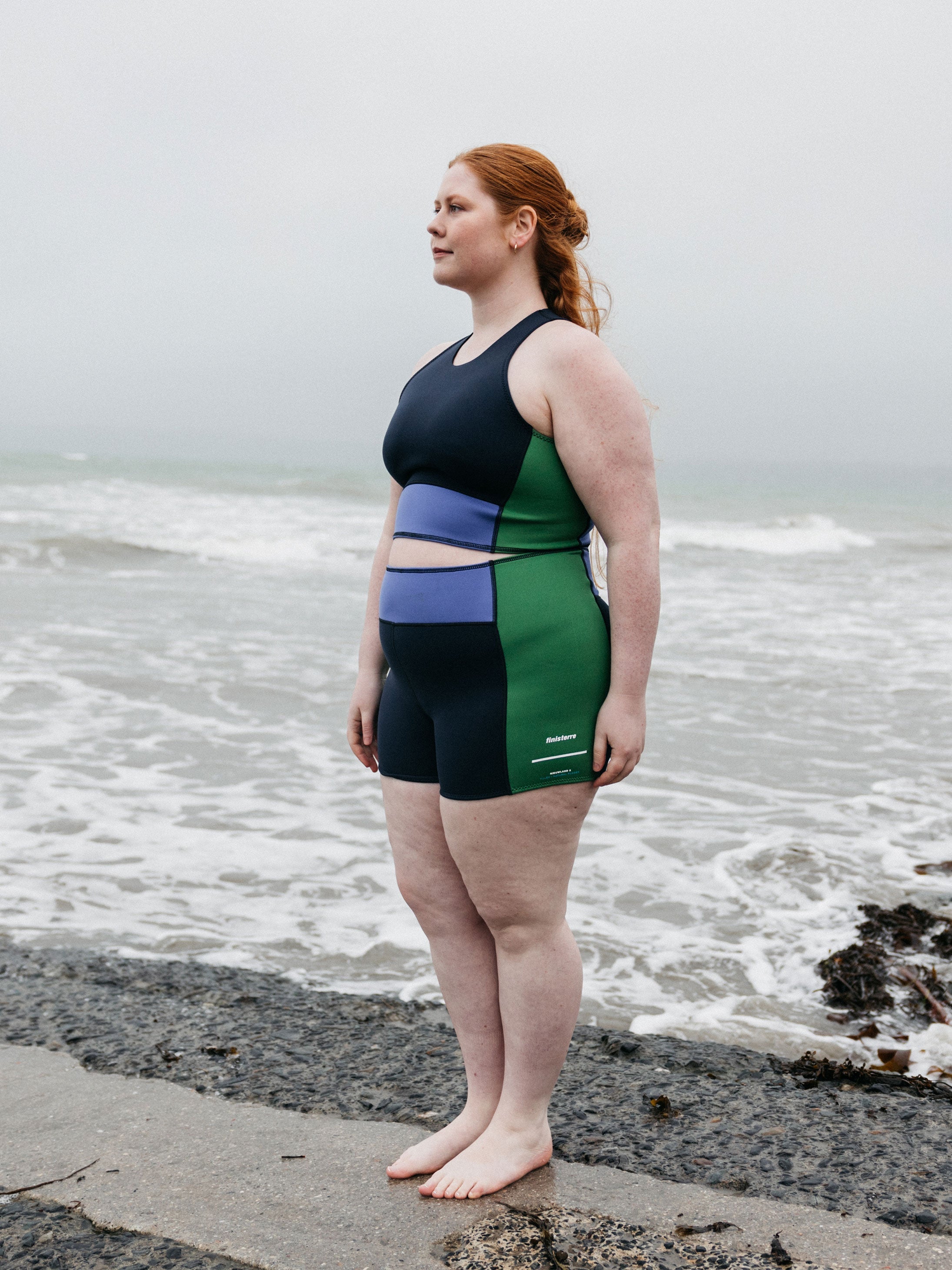 Women Natural Rubber Yulex Pant in Navy/Lake/Green - Kaia