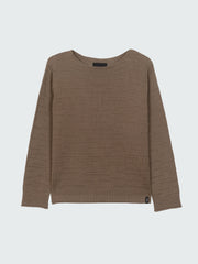 Women Organic Cotton Textured Knit Jumper in Brown - Travean