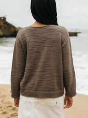 Women Organic Cotton Textured Knit Jumper in Brown - Travean