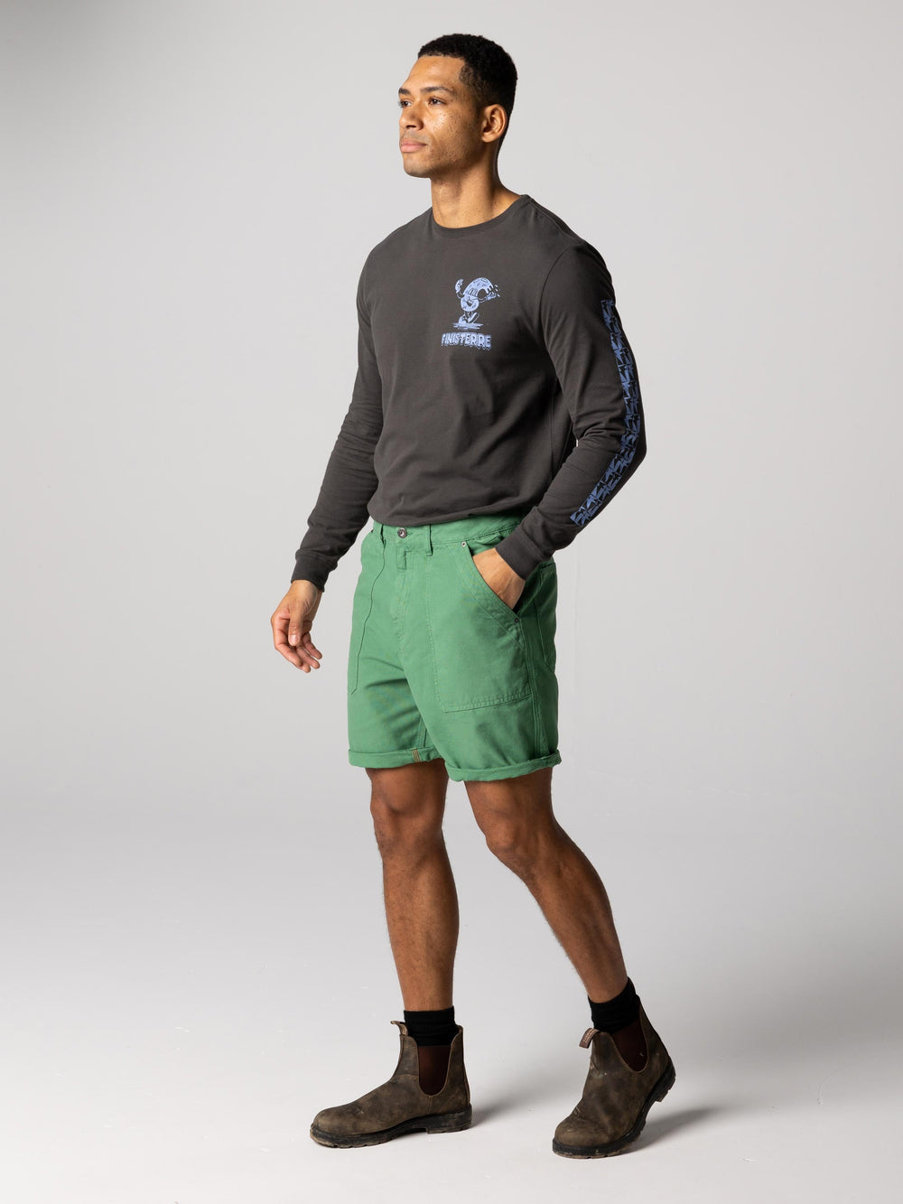 Men Organic Cotton Short in Green - Basset