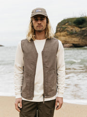 Men Organic Cotton Gilet in Brown - Basset