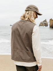 Men Organic Cotton Gilet in Brown - Basset