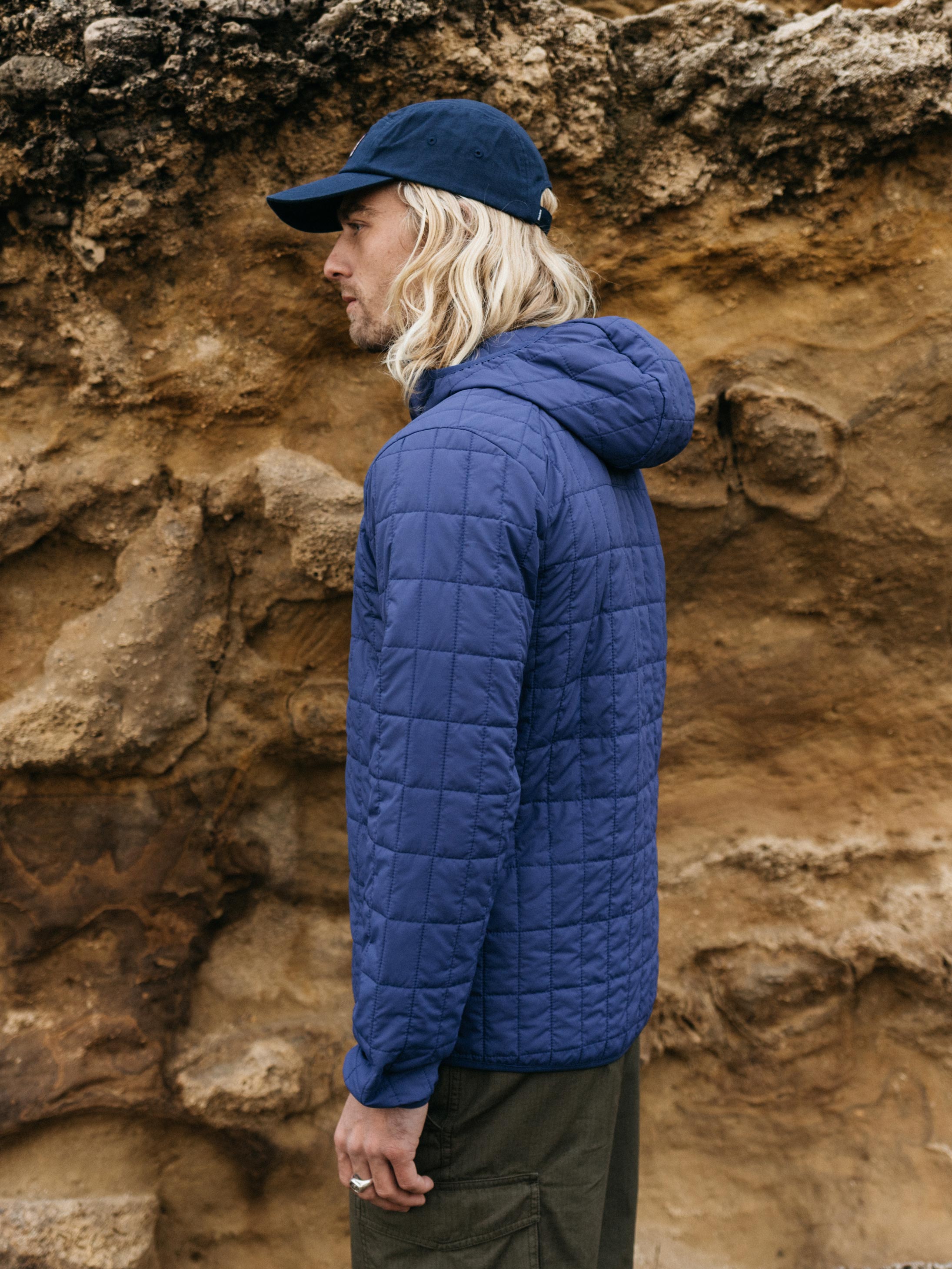 Men Insulated Hooded Jacket in Navy - Firecrest